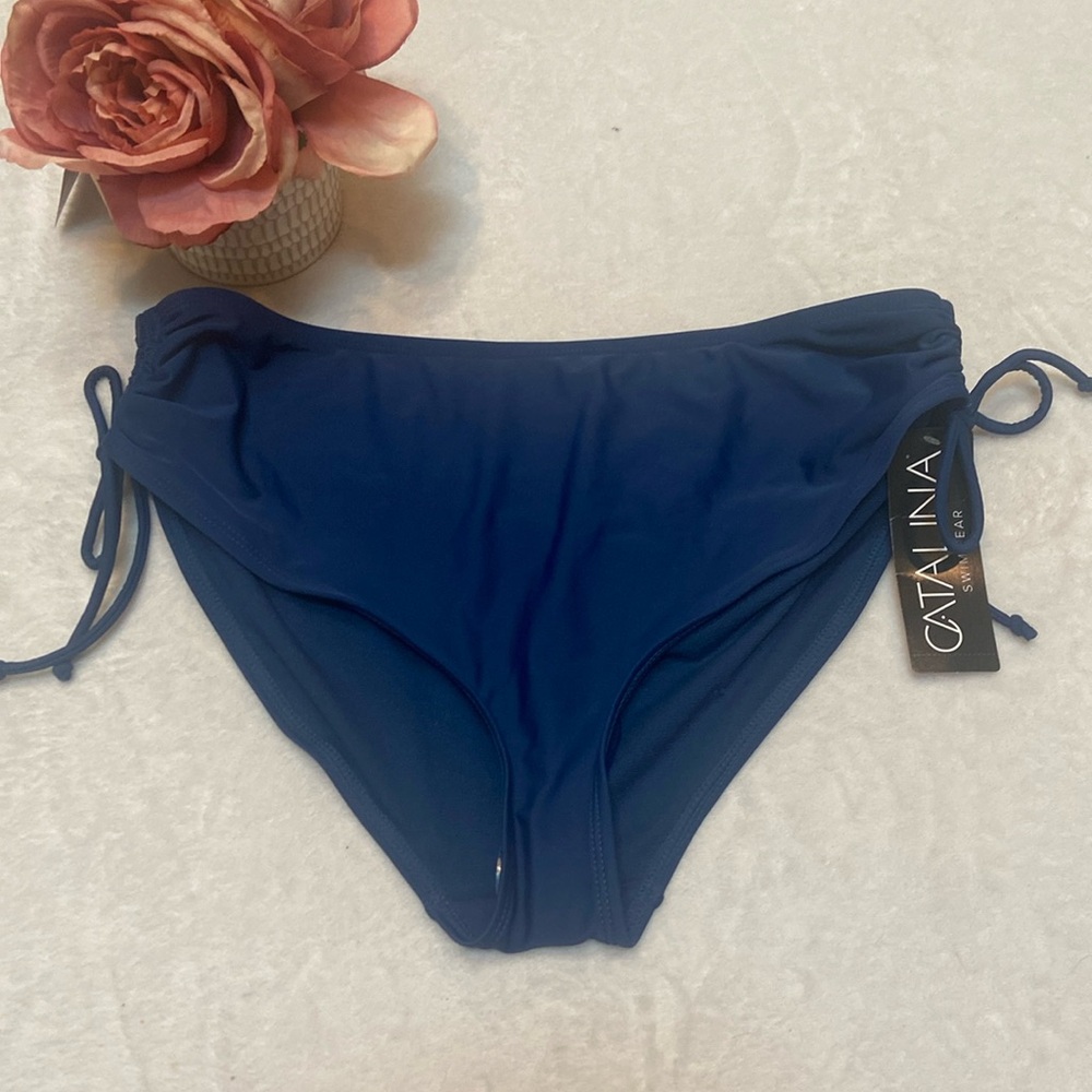 CATALINA NWT Size L Navy Side Tie Bikini Swim Suit Bottom